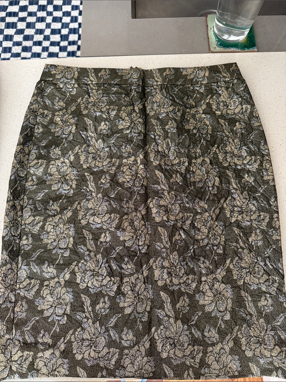NWOT J.Crew Collection Metallic Floral Print Textured Pencil Skirt